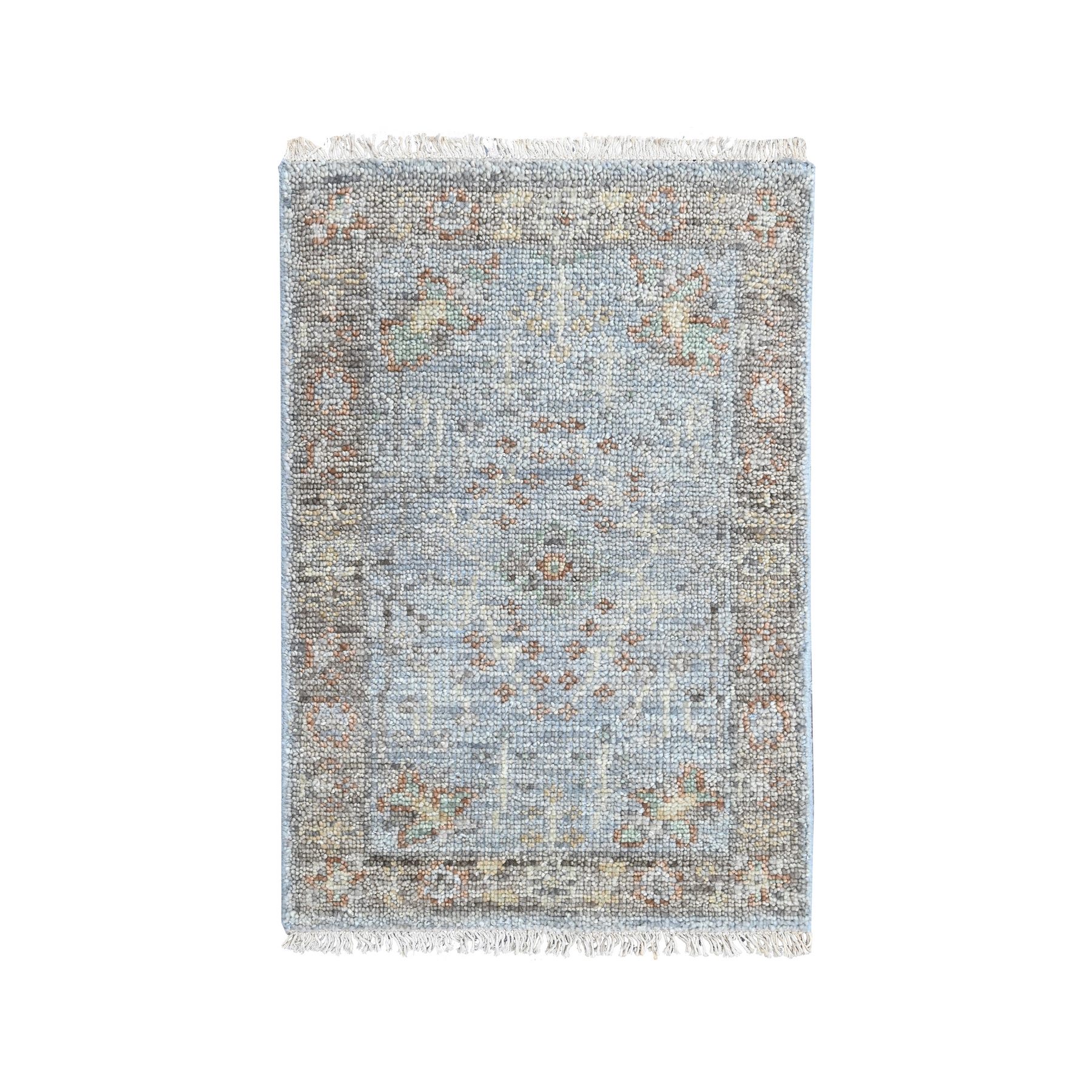 2'x3' Misty Gray, Supple Collection, Oushak Design, Hand Knotted, Luxurious Wool, Vegetable Dyes, Mat, Sample, Oriental Rug 
